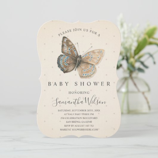 Beauful Butterfly Baby shower Invitation Kaart (Staand voorkant)