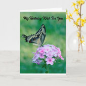 Beauful Butterfly Birthday Wenskaart Kaart (Gele Bloem)