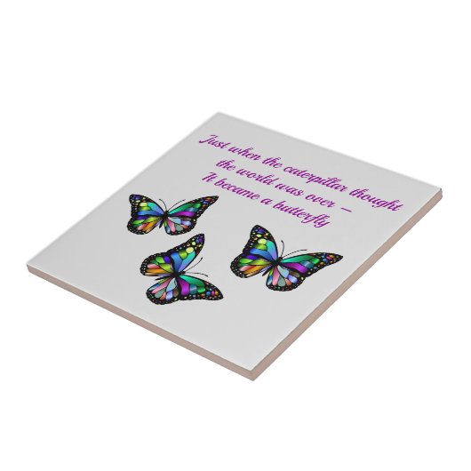 Beauful Butterfly Cocoon Inspirerend Quote Tegeltje (Zijkant)