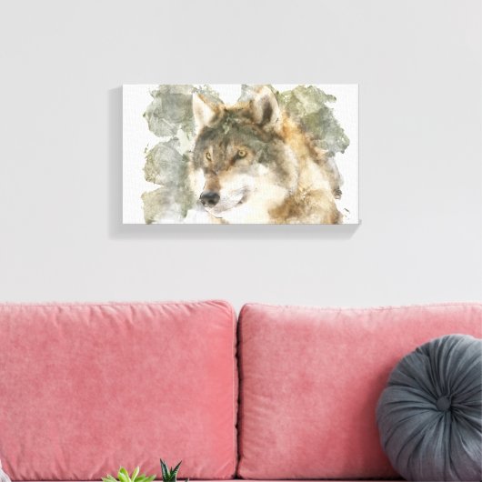 Beauful Canvas Waterverf Wolf (Insitu (Woonkamer))