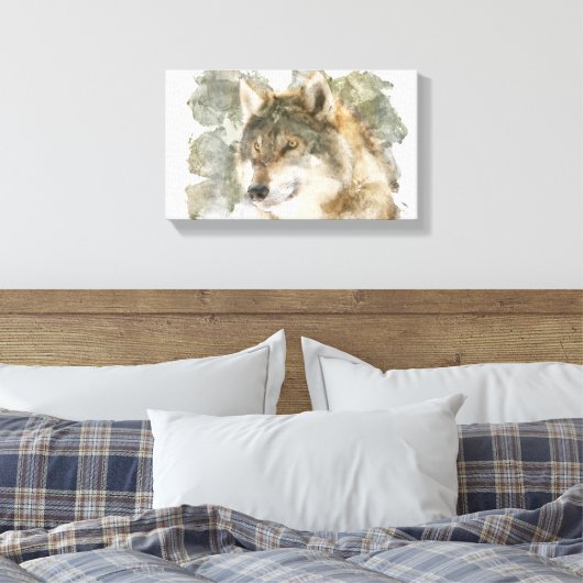 Beauful Canvas Waterverf Wolf Afdruk (Insitu (Slaapkamer))