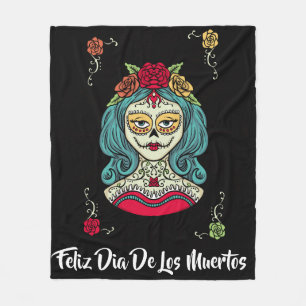 Beauful Catrina Feliz Día de Muertos Fleece Deken