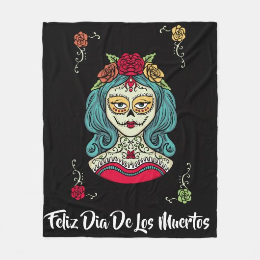 Beauful Catrina Feliz Día de Muertos Fleece Deken (Voorkant)