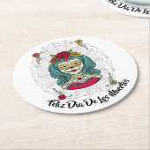 Beauful Catrina Feliz Día de Muertos Ronde Kartonnen Onderzetter (Gebogen)