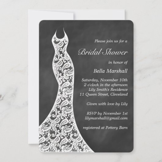 Beauful Chalkboard Bridal Shower Invitation Kaart (Voorkant)