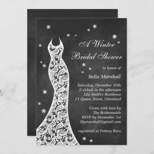 Beauful Chalkboard Winter Vrijgezellenfeest Invite Kaart (Voorkant / Achterkant)