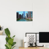 Beauful Chicago Illinois Downtown Uitzicht Poster (Thuiskantoor)