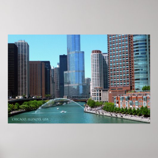 Beauful Chicago Illinois Downtown Uitzicht Poster (Voorkant)