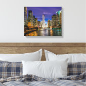 Beauful Chicago River bij Sunset, Illinois Canvas Afdruk (Insitu (Slaapkamer))