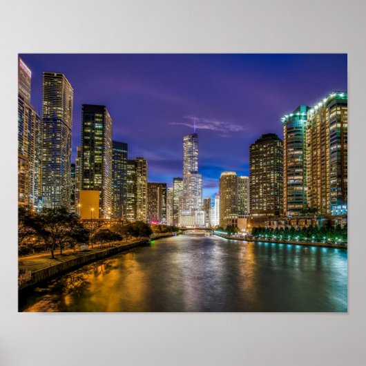 Beauful Chicago River bij Sunset, Illinois Poster (Voorkant)