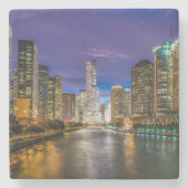 Beauful Chicago River bij Sunset, Illinois Stenen Onderzetter (Voorkant)