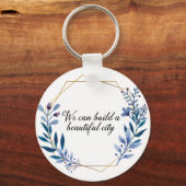 Beauful City Godspelquote floral sleutelhanger (Voorkant)