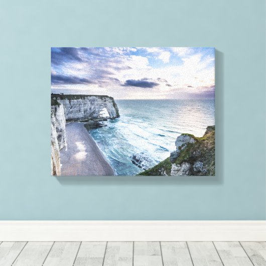 Beauful Cliffs Etratat Normandy Frankrijk Canvas Afdruk (Insitu (Houten vloer))