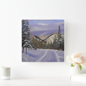 Beauful Colorado Mountain Snow Scene Vierkante Klok (Huis)