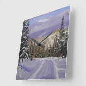 Beauful Colorado Mountain Snow Scene Vierkante Klok (Hoek)