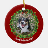 Beauful Custom Pet-foto met kerstmis Keramisch Ornament (Voorkant)