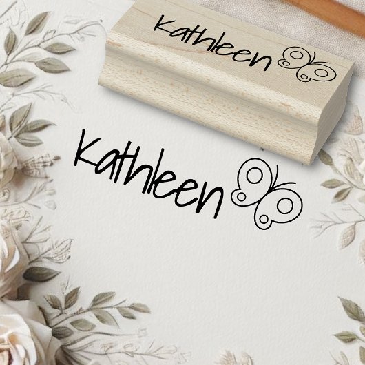 Beauful Cute Butterfly Handtekening Name Custom Rubberstempel