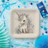 Beauful Cute Unicorn Birthday Papieren Bordje (Feest)