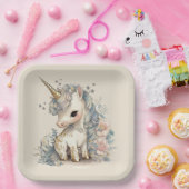 Beauful Cute Unicorn Birthday Papieren Bordje (Feest)
