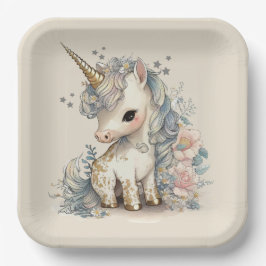Beauful Cute Unicorn Birthday Papieren Bordje