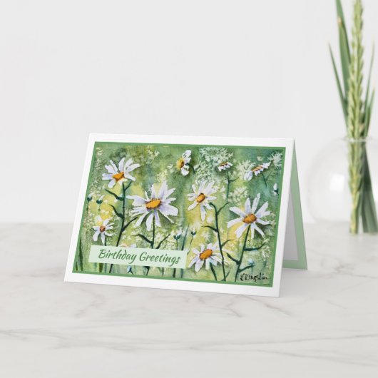 Beauful Daisies Birthday Blessings Kaart (Voorkant)