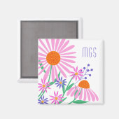 Beauful Daisies custom monogram magnet (Voorkant / Achterkant)