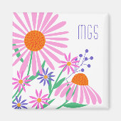 Beauful Daisies custom monogram magnet (Voorkant)