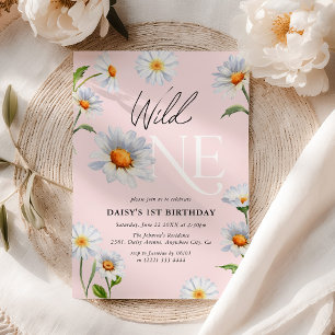 Beauful Daisy Wild One Girl 1e verjaardag Invitat Kaart