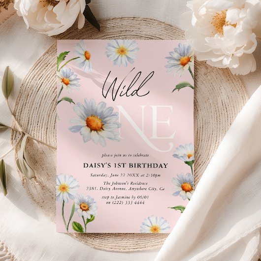 Beauful Daisy Wild One Girl 1e verjaardag Invitat Kaart
