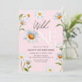 Beauful Daisy Wild One Girl 1e verjaardag Invitat Kaart (Staand voorkant)