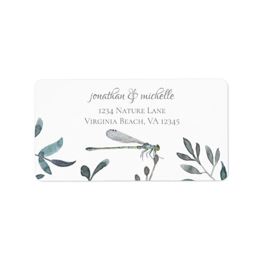 Beauful Damselfly/Dragonfly Garden-adres Etiket (Voorkant)