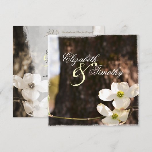 Beauful Dogwood Wedding Invitation Kaart (Voorkant / Achterkant)
