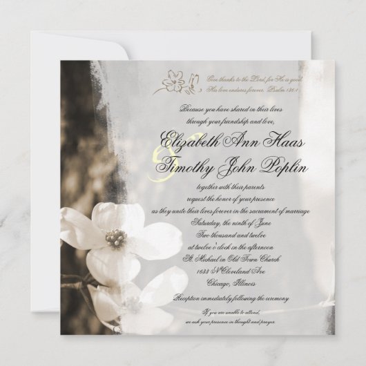 Beauful Dogwood Wedding Invitation Kaart (Achterkant)
