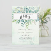 Beauful Dusty Sage Eucalyptus Greenery Invite (Staand voorkant)