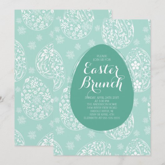 Beauful Easter Brunch Dinner Party Invitation Kaart (Voorkant / Achterkant)