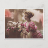 Beauful Edwardian Woman and Doves  Glamor Briefkaart (Voorkant)