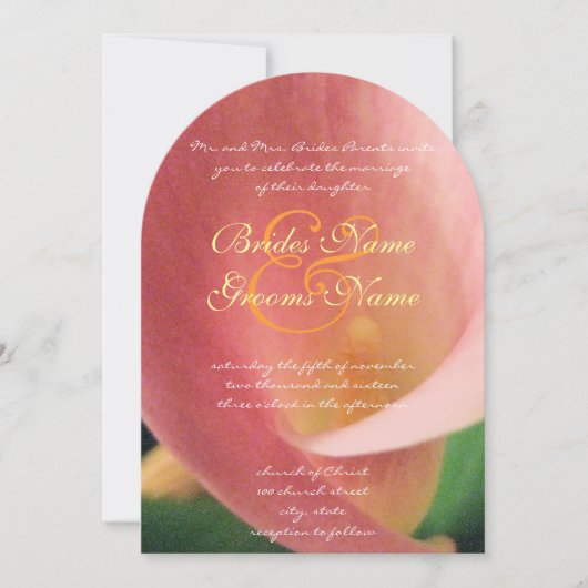 Beauful Elegant Cala Lily Wedding Invitation Kaart (Voorkant)