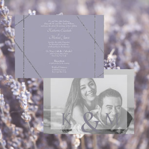 Beauful Elegant Lavender Photo Wedding III Kaart