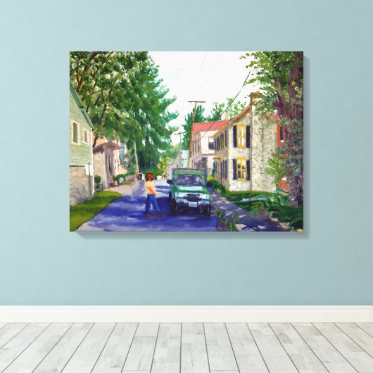 Beauful Elsah Illinois Street Scene Canvas Afdruk (Insitu (Houten vloer))