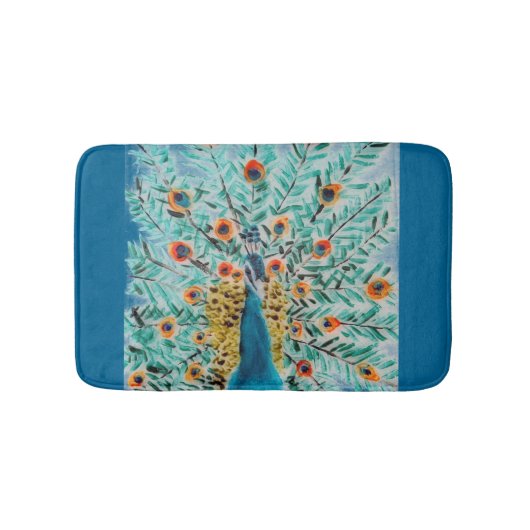 Beauful Emerald Green en Turquoise Peacock Badmat (Voorkant)