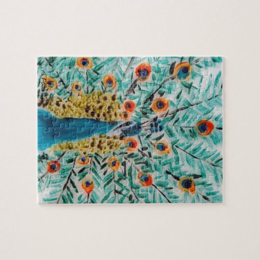 Beauful Emerald Green, Turquoise Peacock Legpuzzel (Horizontaal)