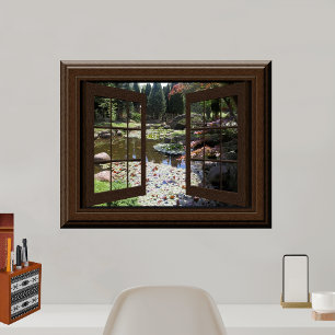 Beauful Fake Window Scene Lily Pond Poster