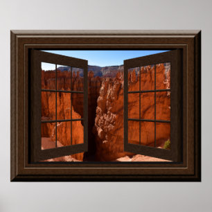 Beauful Fake Window Uitzicht Bryce Canyon Utah Poster