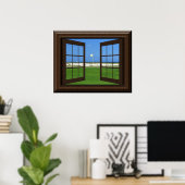 Beauful Fake Window Uitzicht Golf Course Poster (Thuiskantoor)