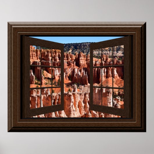 Beauful Fake Window Uitzicht Hoodos Bryce Canyon Poster (Voorkant)