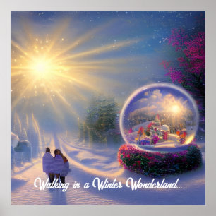 Beauful Fantasy Snow Wereldbol Holiday Poster