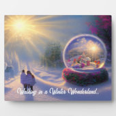 Beauful Fantasy Snow Wereldbol Holiday Tabletop Fotoplaat (Voorkant)