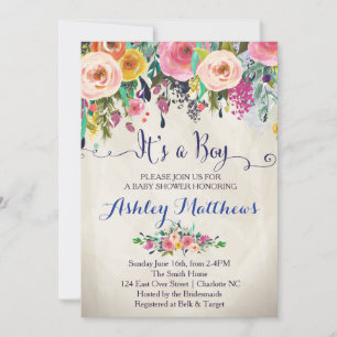 Beauful Floral Baby shower Invitation, Baby Kaart
