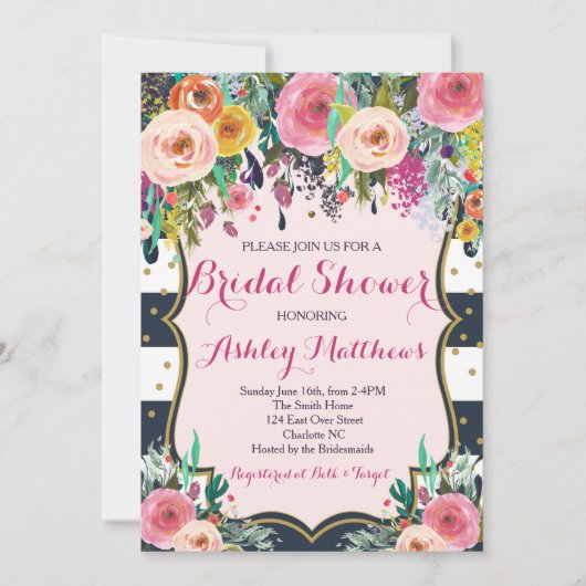 Beauful Floral Baby shower Invitation, Baby Kaart (Voorkant)
