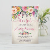 Beauful Floral Baby shower Invitation, Baby Kaart (Staand voorkant)